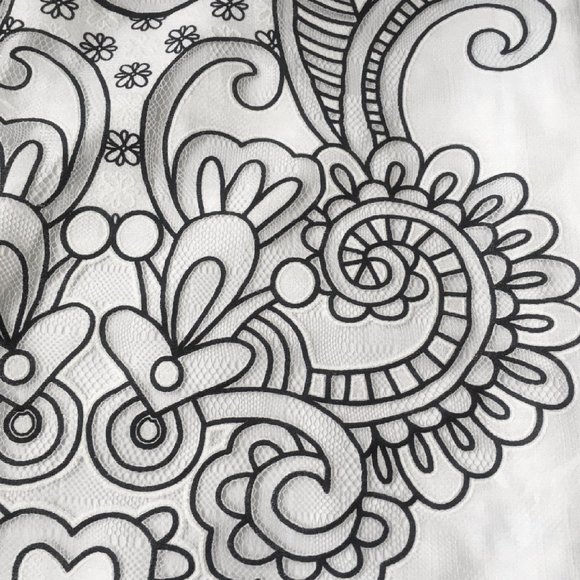 NWT sz 18 New York & Company PAPER WHITE Threaded Summer Skirt w/ Black Pattern - Picture 5 of 10